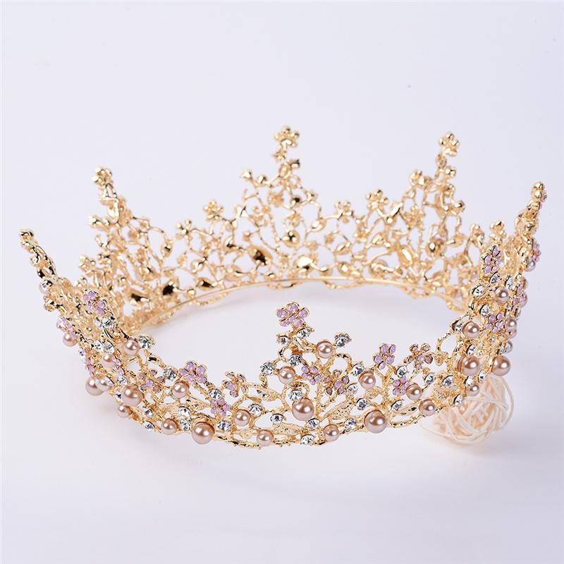 Flower Circle Royal Queen King Crowns Bride Diadem Headdress Banquet Tiaras Prom Pageant Party Wedding Crown Hair Jewelry