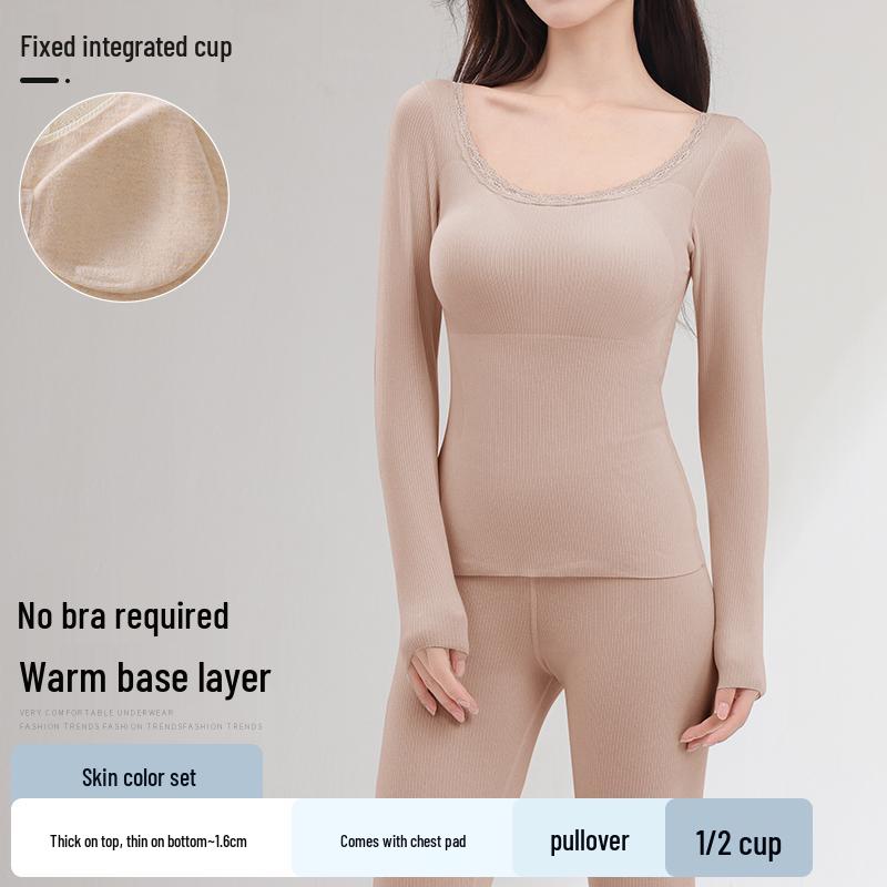 Sentimental Cat Women's Warm Vest with Chest Pads, Cashmere Silk, Enhances Bust, Autumn/Winter Slim Fit Innerwear