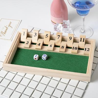1 Set Klappen und Würfel aus Holz, Spiel für Einzelspieler, Pub-Bar, Party-Zubehör, Shut The Box, Würfelbrettspiel für Kinder und Erwachsene