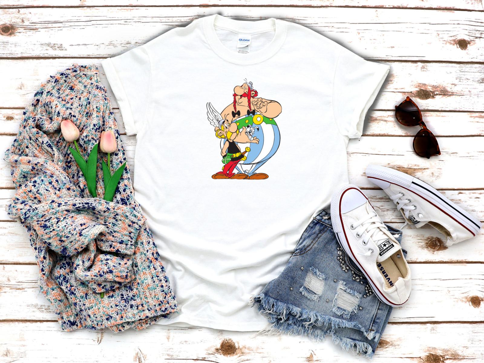 

26 Funny Asterix and Obelix Cartoon White Women s 3 4 Short Sleeve T-Shirt F076 Unisex T-Shirt M