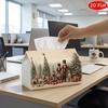 2D Flat, 1pc Tissue Box, Printed On Both Sides, Multifunctional Tissue Box with Festive Winter Holiday Still Life Design Durable Polyester Storage Org