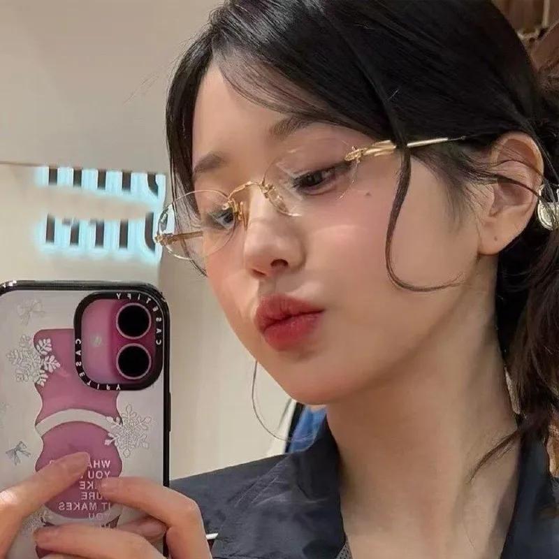 Fashion Photochromic Frameless Glasses Korean Style Sun Glasses Change Color Unisex UV Protection Trendy