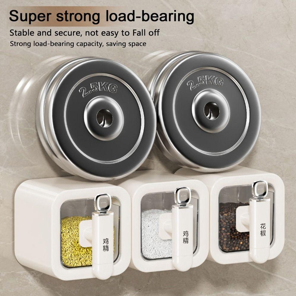1pc Safety Clear Seasoning Box Visible Suction Cup Seasoning Containers Food Grade Wall Mounted Spice Box for Spice Sugar Salt