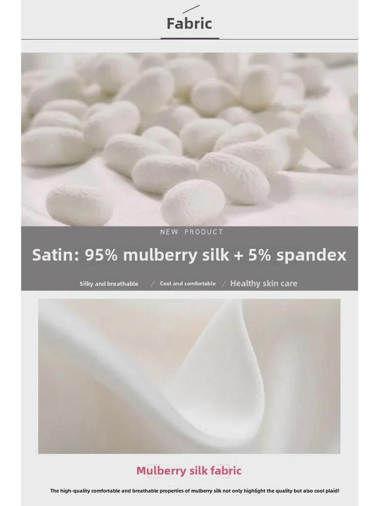 Damebluse i Mulberry-silkesateng for tidlig vår med sløyfe - Langermet