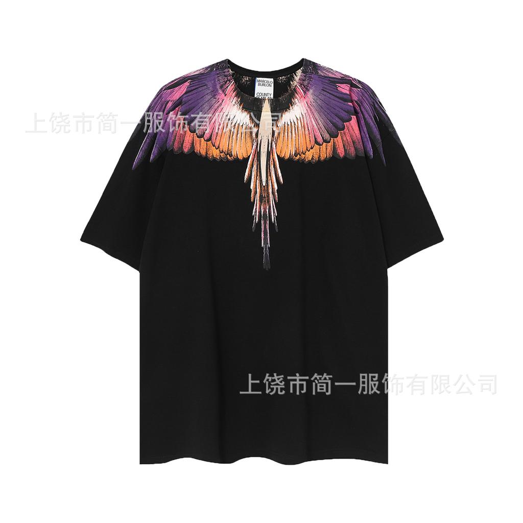 Summer Men's and Women's Same Fashion Trend T-shirt Personalized Trend Wing Printing Comfortable and Simple