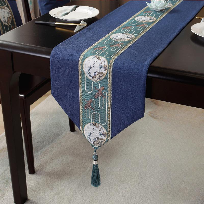 Waterproof New Chinese Style Table Flag Tea Ceremony Zen Tea Mat Tea Table Fabric Long Strip Tablecloth Chinese Style Tablecloth