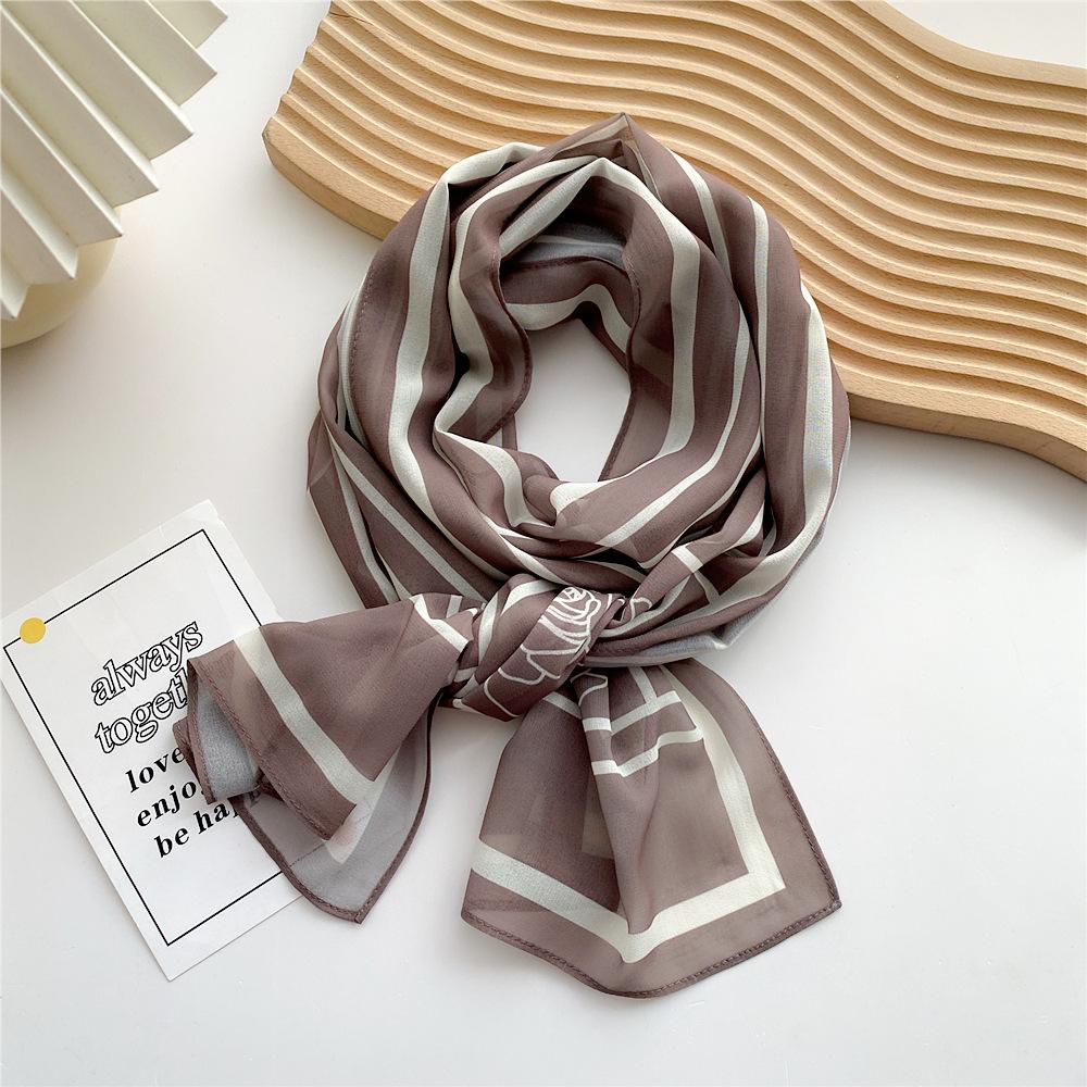 Eșarfă de mătase cu textură simplă decorativă, stil nou pentru femei, primăvară și toamnă, modă de vară, eșarfă versatilă, eșarfă de lucru