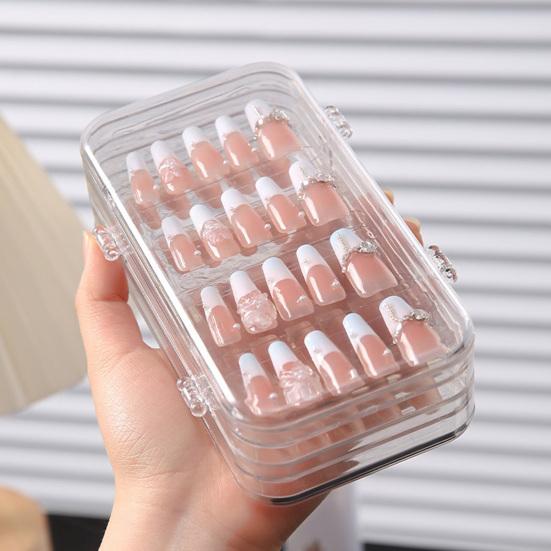 Clear Press on Nail Storage Box Folding Nail Art Storage Box Large Capacity Plastic Display Case for Press-On Nails & Tips