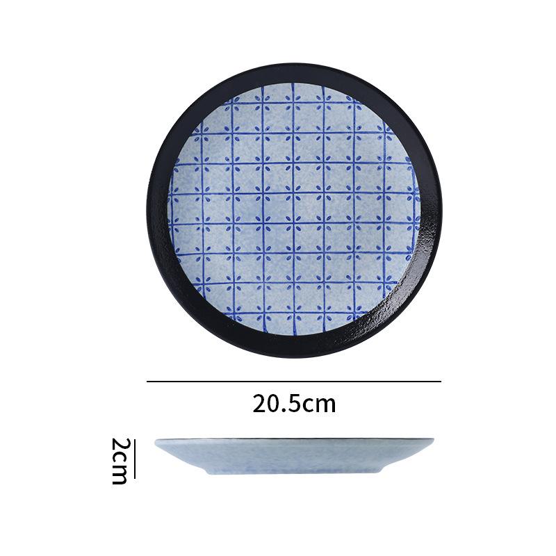 Japanese Classic Blue Pattern Tableware Hotel Style Western Food Plate Deep Plate Household High Value Shallow Plate Ceramic Disc