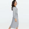 Fall Winter Slim Fit Pleated Bottoming Sweater O Neck Lace Up High Waist Knitted Dress