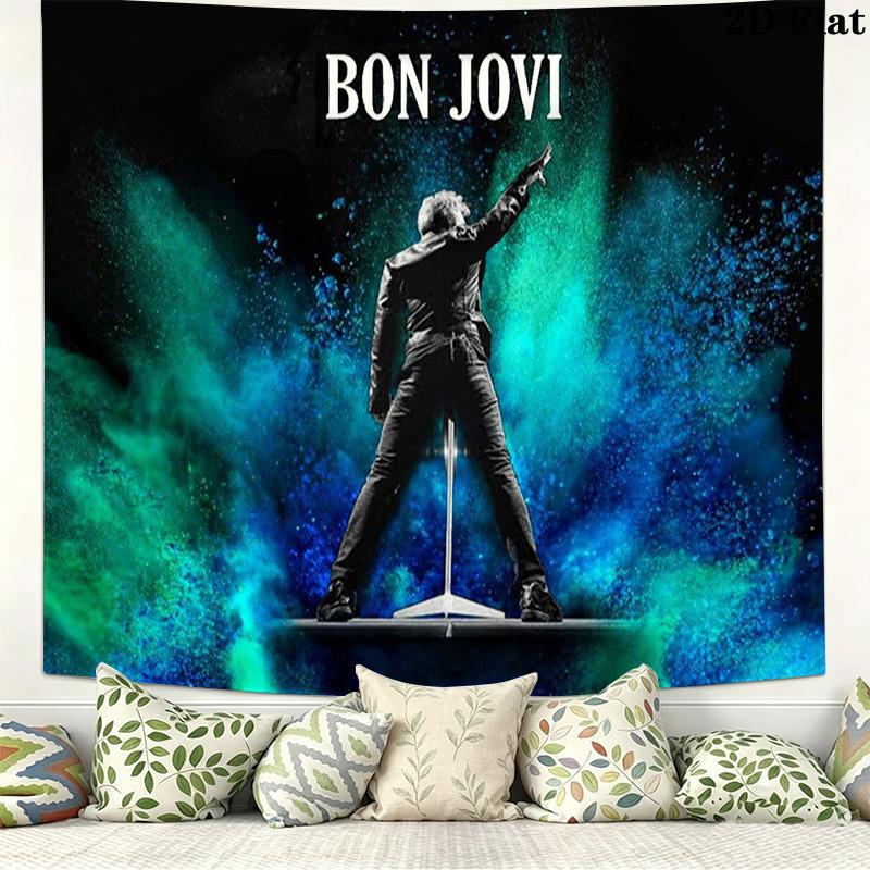 Bon Jovi Band Wall Tapestry Aesthetic Wall Hanging Printed Fabric Blanket Decorative Tapestries for Bedroom Living Room Home Decor
