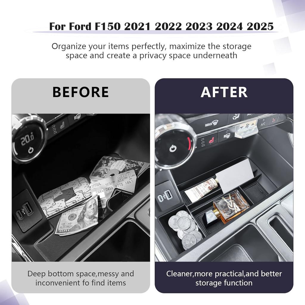 Mittelkonsole Organizer Ablage für Ford F150 2025 2025 2025 2025 2025 & Lightning XLT 2025-2025 Geheimfach Deckel Auto Box