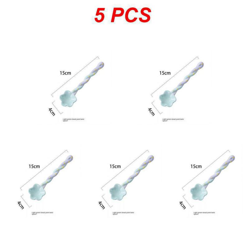 1~10PCS Ceramic Long Handle Spoon Kawaii Korean Ice Cream Hand Painted Dessert Spoon with Long Handle Kitchen Tableware