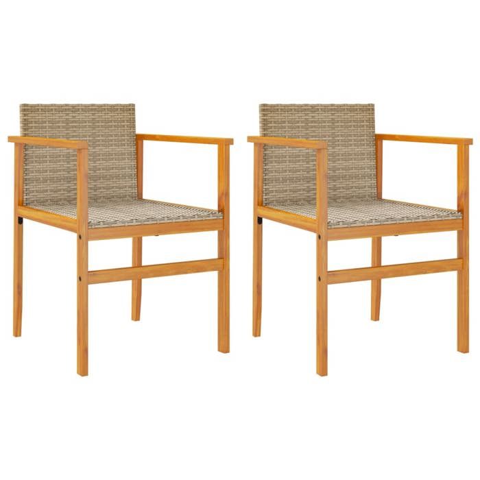 VidaXL Set of 2 Garden Chairs, Seats with Armrests, Armchairs with Backrest Patio, Modern, Beige Woven Resin and 368710