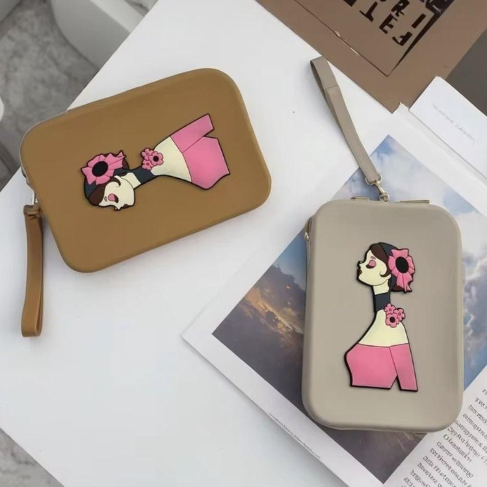 

Square Silicone Storage Bag Cartoon Makeup Pouch Portable Lipstick Cosmetic Bag Travel хакі
