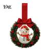 Holiday Party Souvenirs Mini Christmas Wreath Door Handle Decoration, Gingerbread/Angel/Bell/Snowman Artificial Pine Small Hanging Decor with