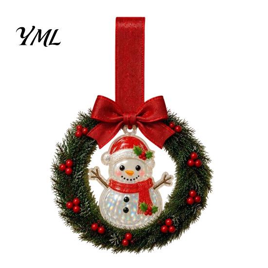 Holiday Party Souvenirs Mini Christmas Wreath Door Handle Decoration, Gingerbread/Angel/Bell/Snowman Artificial Pine Small Hanging Decor with