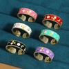 New Versatile Floral Open Ring Colorful Does Not Fade Enamel Ring Alloy Oil-drop Vintage Jewelry Party