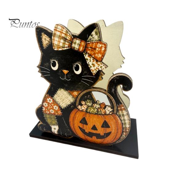 Halloween Kitchen Decor Wooden Napkin Holder, Skeleton Black Cat Gnome Tissue Storage Rack, Cute Counter Accessories Cartoon Tabletop Decorative