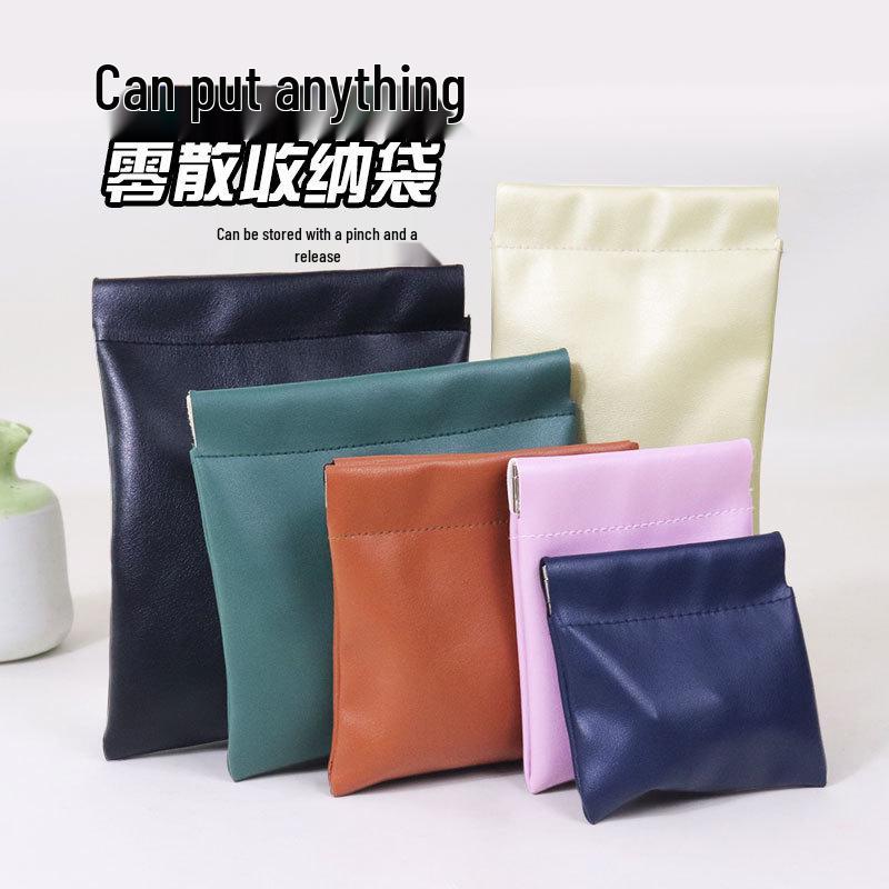 Waterproof PU Leather Makeup Bag with Snap Closure - Portable Storage & Coin Purse