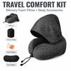 Memory Foam Hooded U-shaped Travel Neck Pillow for Airplane & Back Support