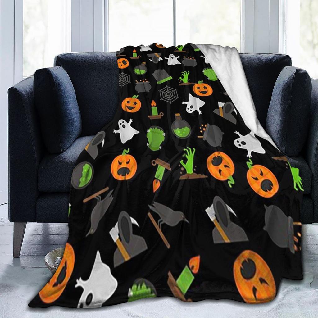 Halloween-Kürbisse und Geister Hexenparty Decken Fleece-Kuscheldecke Überwürfe für Sofa Bettwäsche Überwürfe Tagesdecke Steppdecke