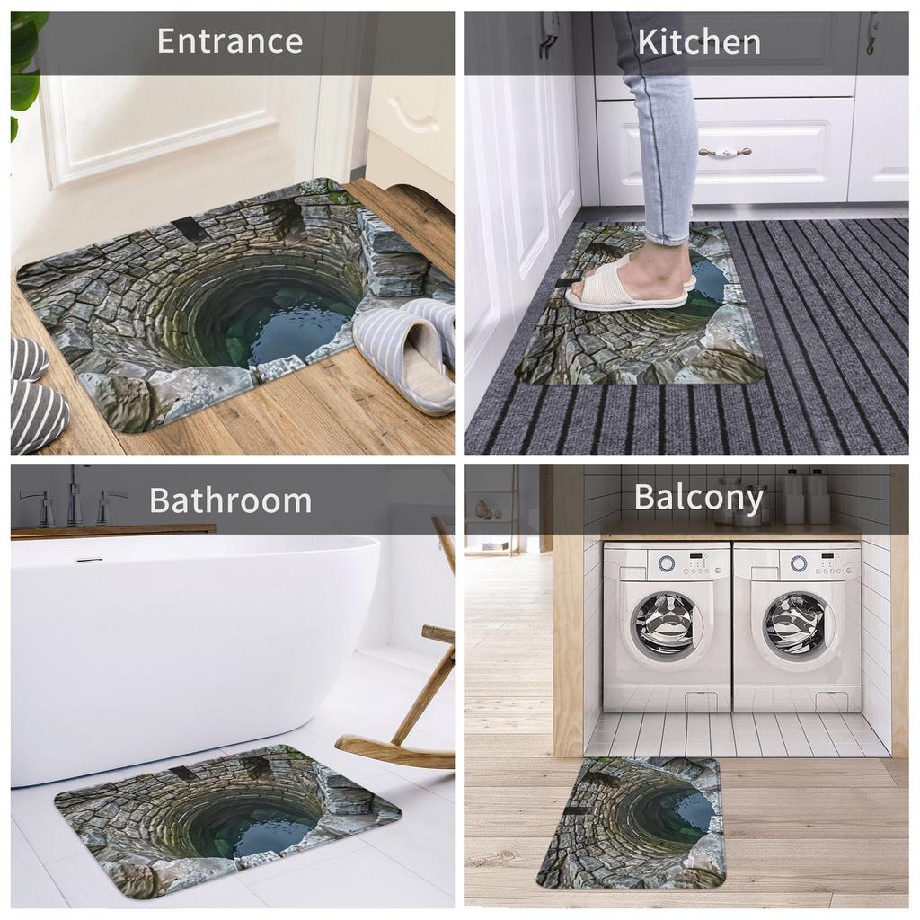 3D Visual Effect Cave Hole Doormat Anti-Slip Entrance Kitchen Bath Door Floor Mat  Garden Rug Carpet Footpad