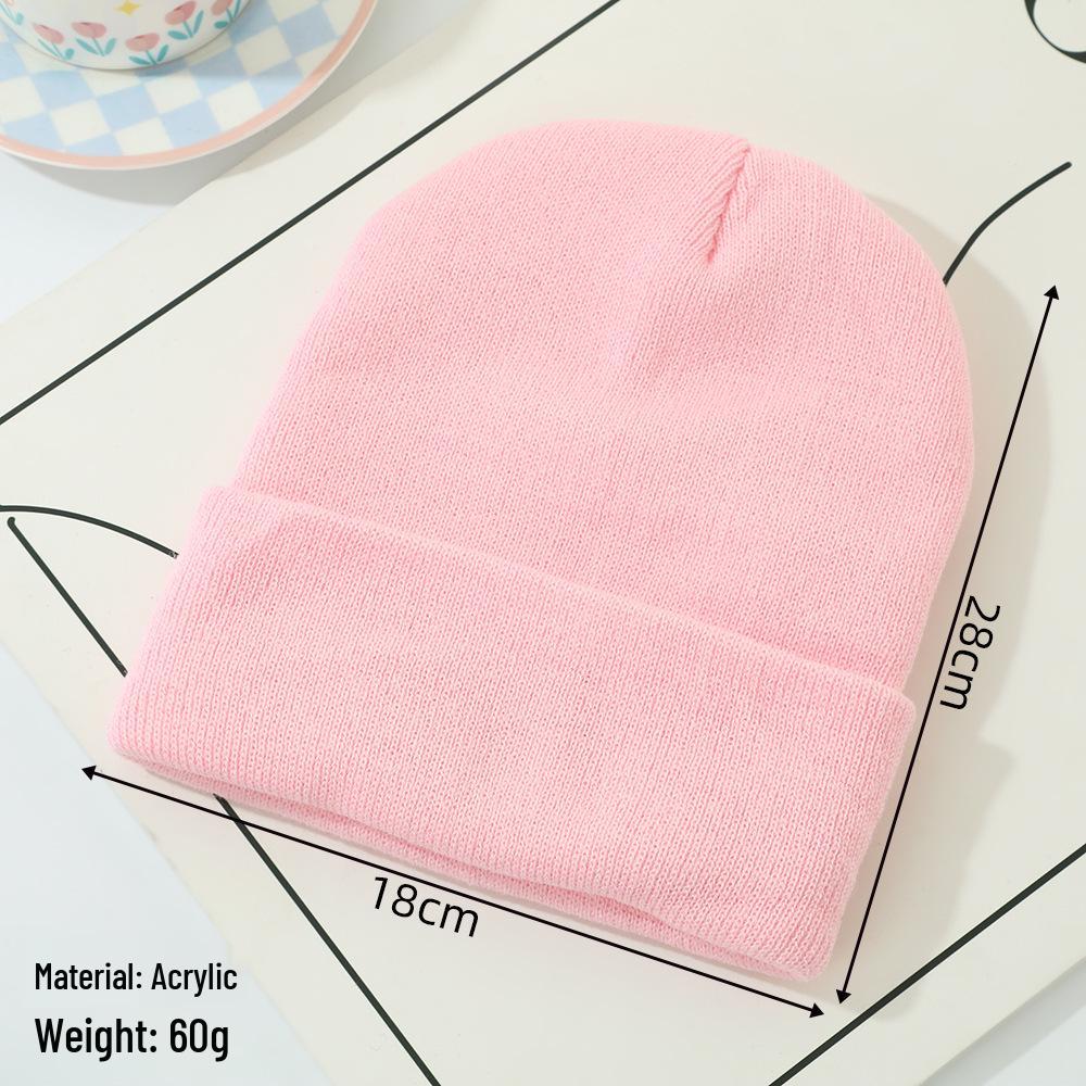 Korean Style Acrylic Knit Hat: Simple, Warm, Versatile Wool Hat with Ear Protection for Autumn and Winter