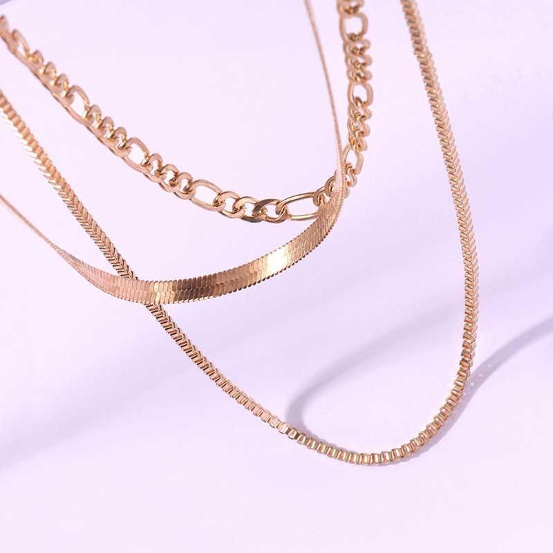 High Quantity Travel Souvenirs Alloy Gifts Gold/Silver Punk Short Necklace Multilayer Necklace Hip Hop Popular