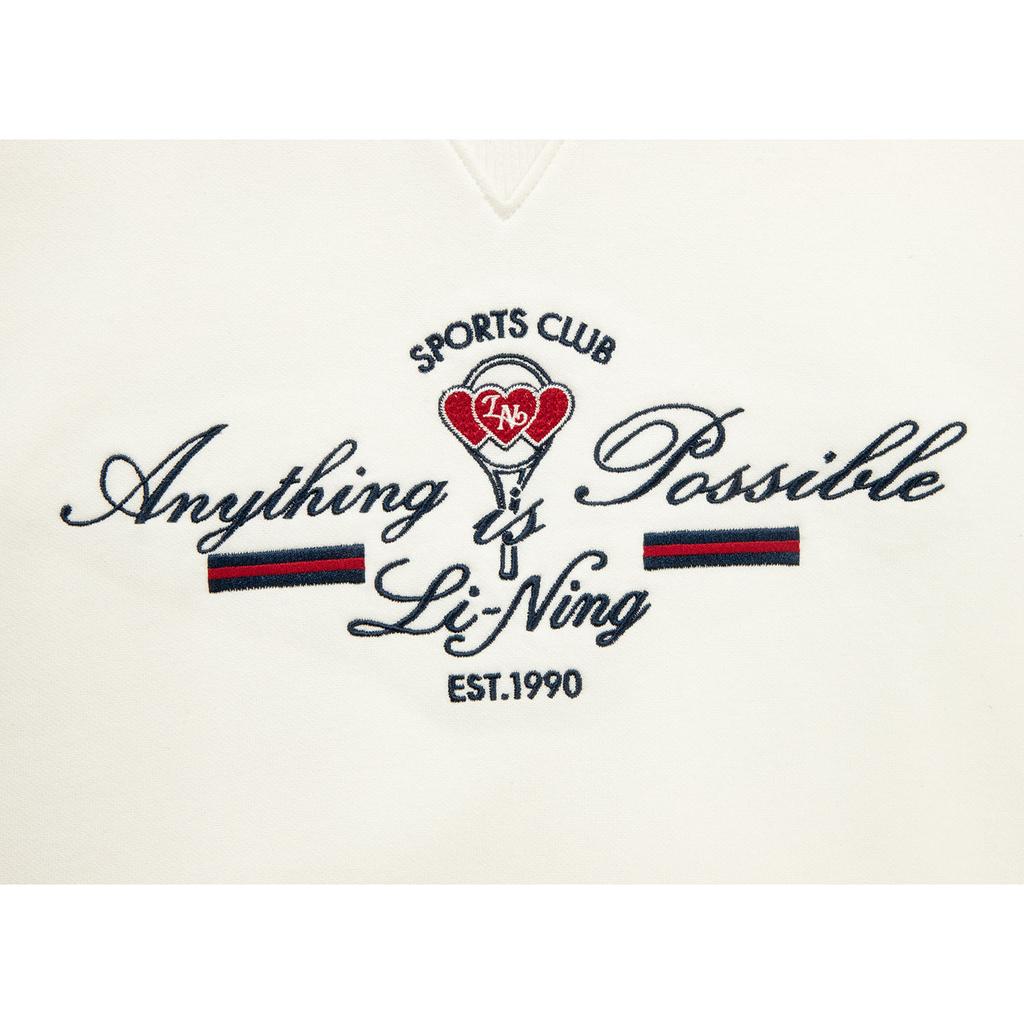 Li Ning Sports Lifestyle Serie Fleece Warm Locker Rundhals Besticktes Buchstaben Sweatshirt Damen Sweatshirt AWDV998-1