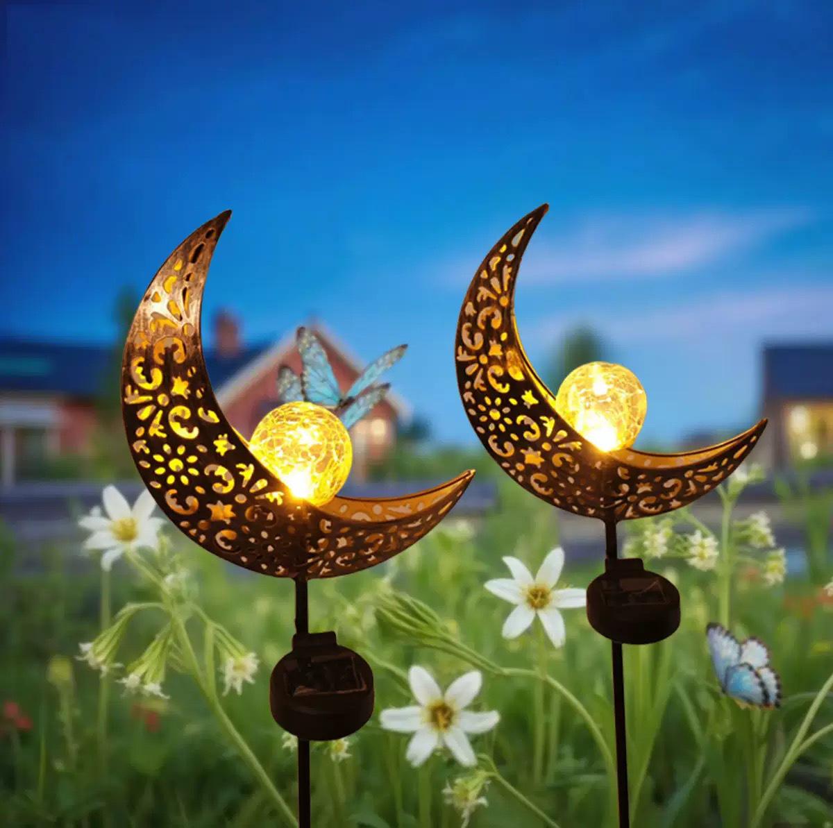 Moon Fairy Water Drop Wrought Iron Floor Light - Outdoor Decorative Landscape Light Moon Floor Plug Light