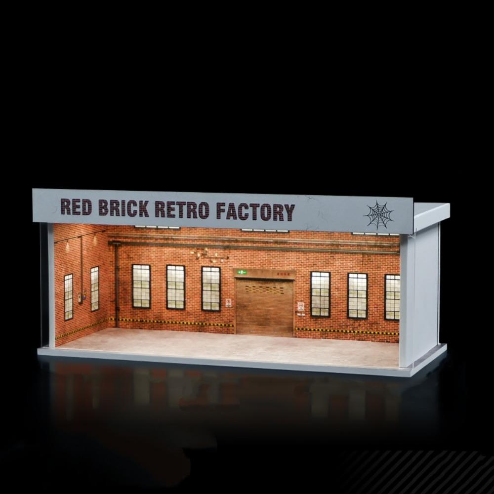 

Lighting Version Parking Lot Model 1/64 Scale Car Model Display Box Collection Toys Red brick