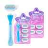 Triple-Layer Women's Manual Razor with Universal Replacement Blades for Underarm Hair Removal – Includes Handle and Blister Pack.