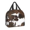 Western Cowboy Rodeo Horse Cowhide Cow Print Lunch Bag Resuable Cooler Thermal Insulated Lunch Box for Women School Work Picnic