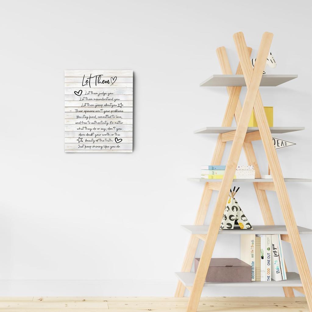 Let Them pirational Wall Art Framed, Mental Health Wall Decor, Motivational Positive Affirmations Canvas Wall Art Prints for Home Bedroom Living Room