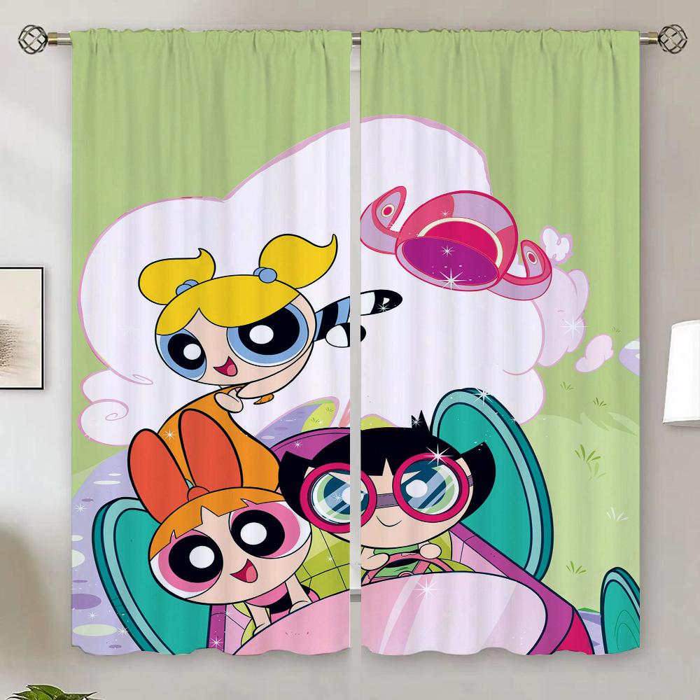 The Powerpuff Girls Kitchen Curtains for Cooking Curtain Rods Blackout Curtain 100% Window Blinds Children's Room Curtains Blind