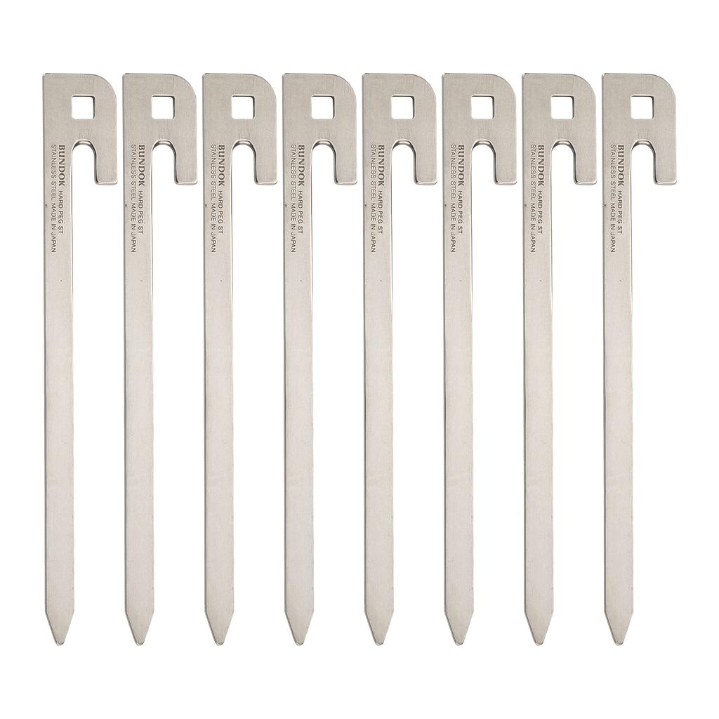 BUNDOK Hard Pegs ST 8PCS Stainless Set of Silver BD-203 Lightweight, Thin, Steel, 8,
