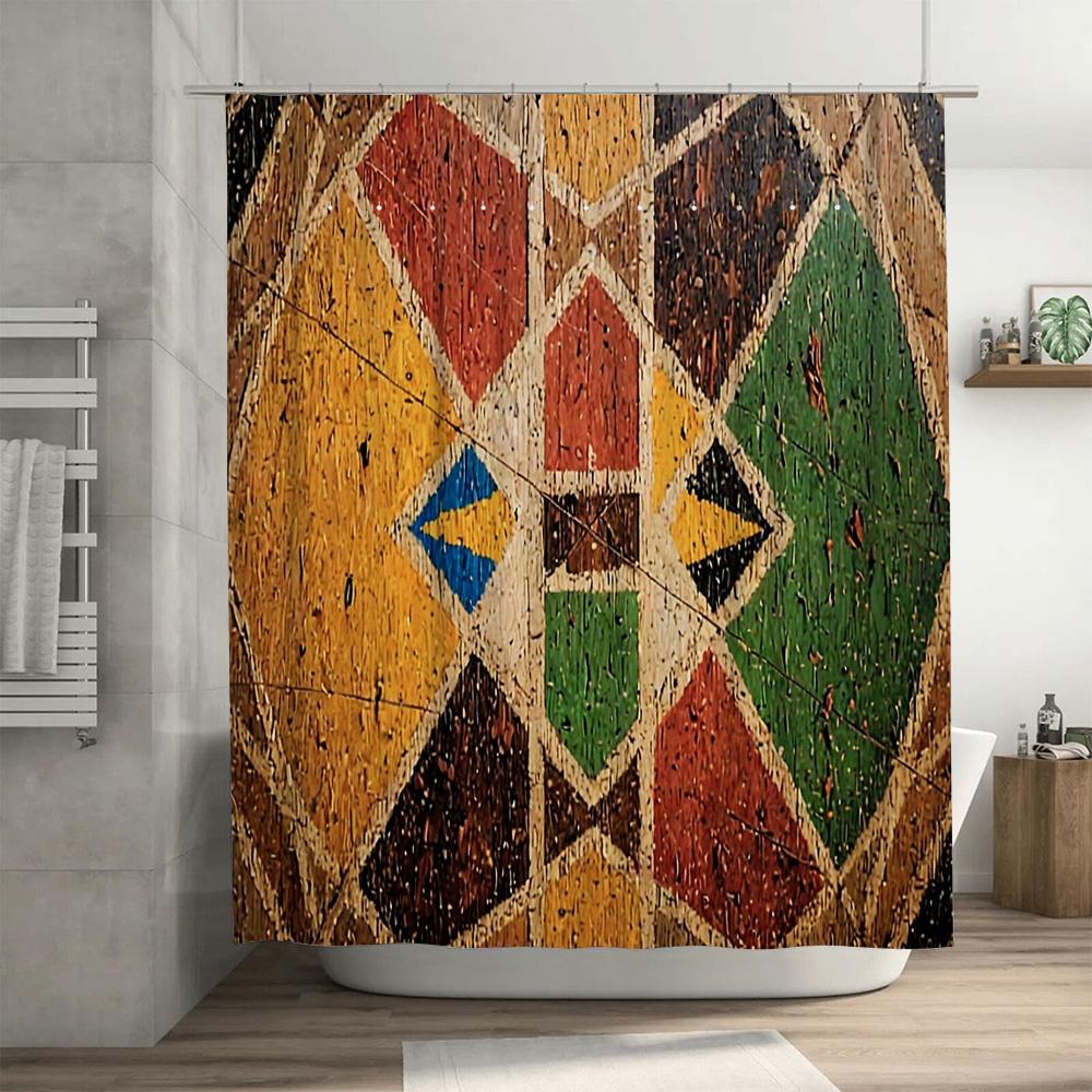 Rideau de douche Vintage Motif Kilim Turc Imperméable Décor de Salle de Bain Esthétique Ferme Toile de Fond Moderne en Tissu