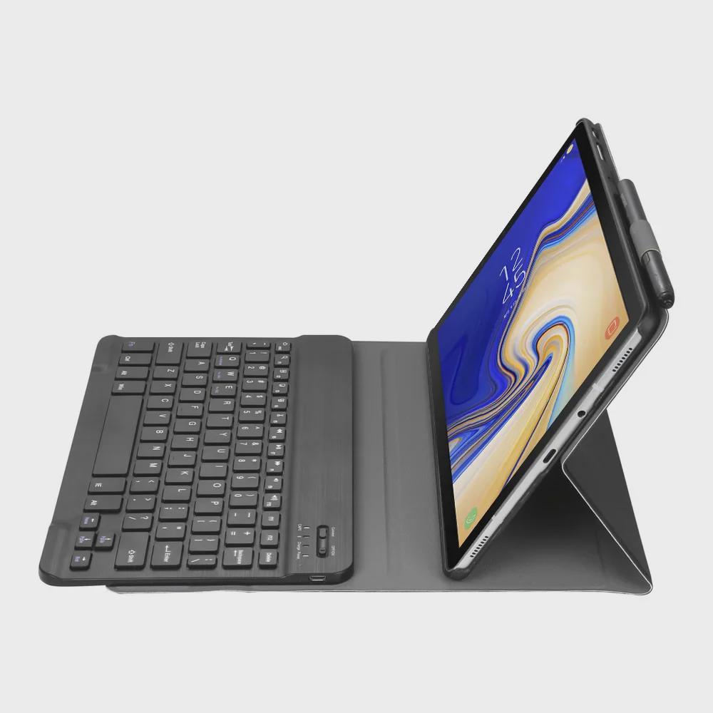 Samsung Tab A 10.1" T510 Split Leather Bluetooth Keyboard Case, Ultra-Thin Design