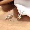 Star Stud Earrings Women'S Summer Creative Three-Star Earrings Plain Circle High-End Trend Earrings