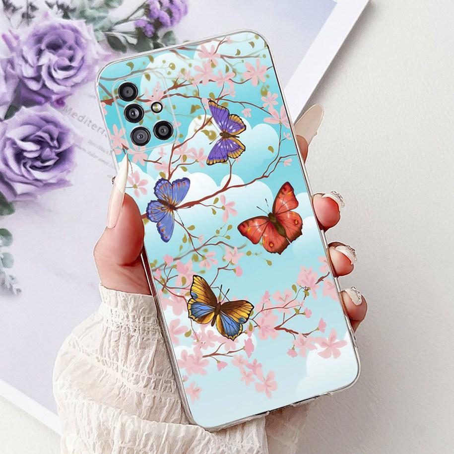 Case For Samsung Galaxy A31 A51 A71 Cover Fashion Butterfly Flower Soft Silicone Back Cover For Samsung A51 5G SM-A516B TPU Capa