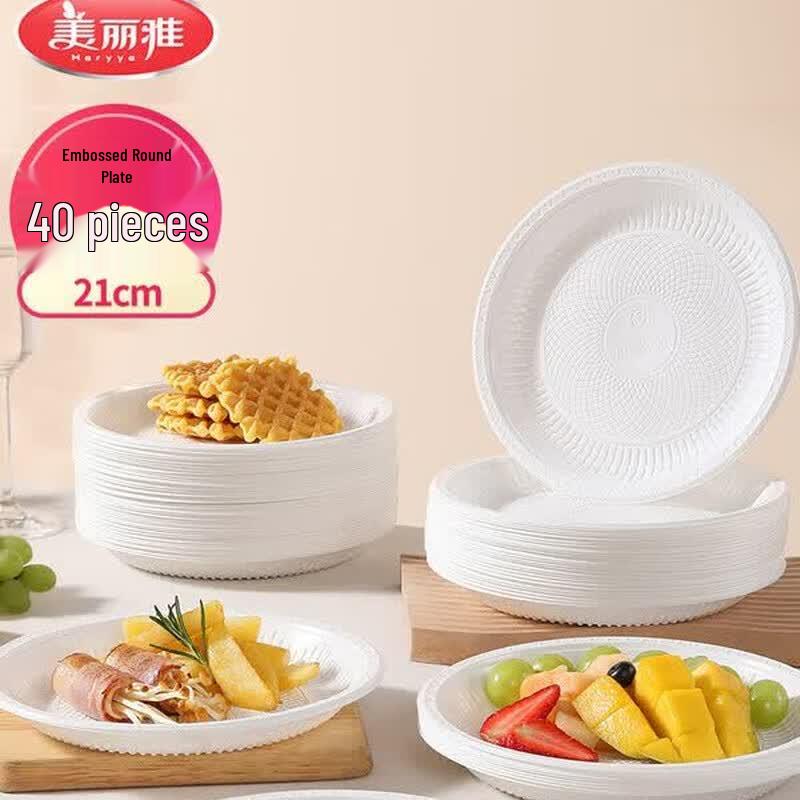 Maryya Disposable Round Plastic Plates