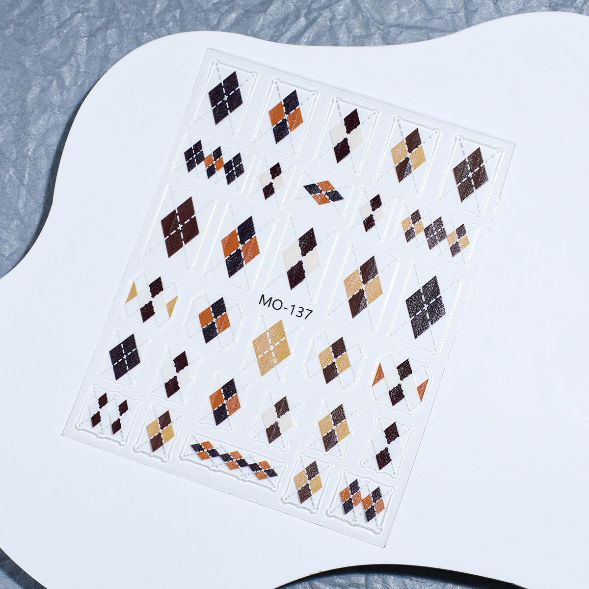 Autumn & Winter Rhombus Color Block Geometric Nail Stickers