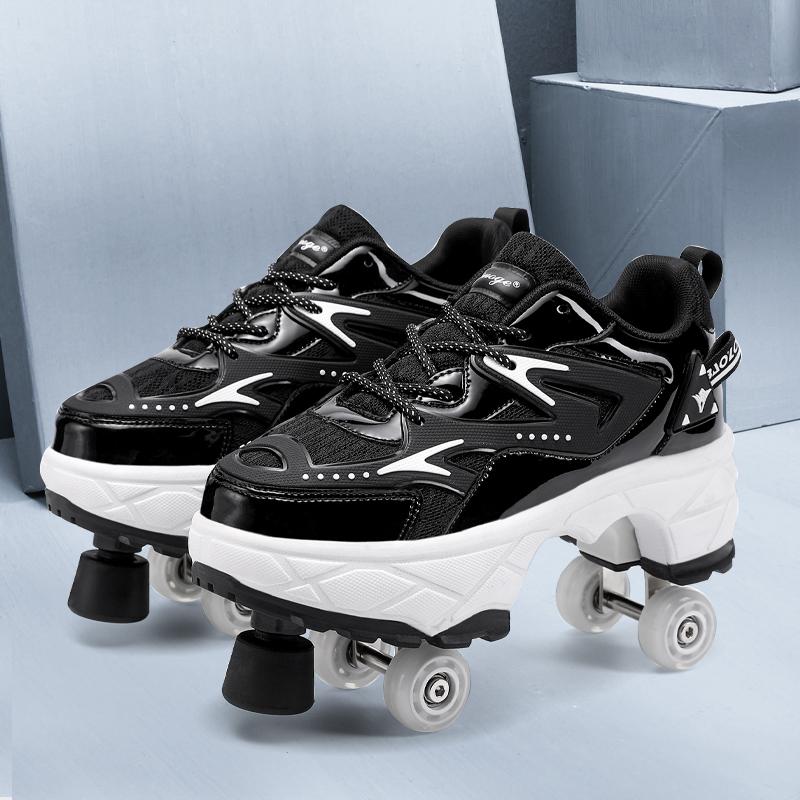 Scarpe Deformabili da Camminata a Quattro Ruote per Adulti Pattini a Rotelle da Uomo e Donna Pattini per Bambini Scarpe Sportive a Due Ruote per Bambini e Bambine