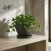 Breathable Garden Pot with Drainage Resin Flower Planters Vintage Plant Hole & Saucer Lightweight Durable Imitation Stone for Indoor Outdoor Retro