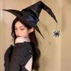 Halloween Folds Witch Wizard Black Hat Party Cosplay Costume Headgear Devil Cap Props Decoration Supplies for Adult Women Men