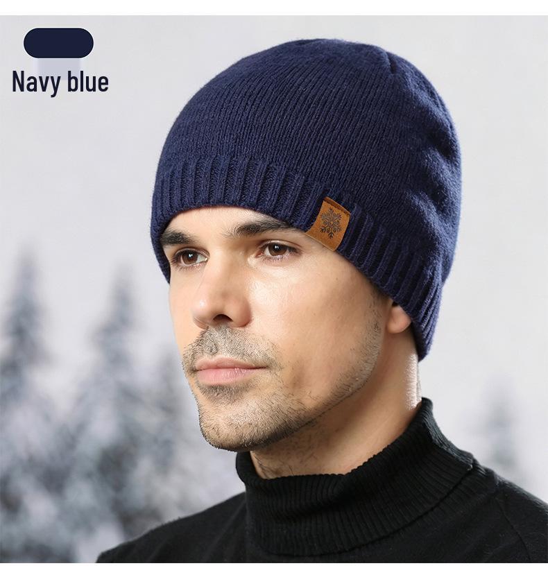 Men's Double-Layer Knitted Wool Hat for Autumn/Winter - Velvet Lined for Warmth and Cold Protection