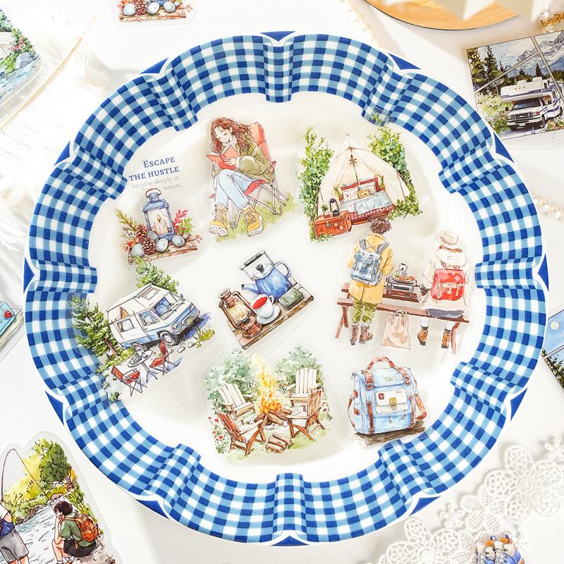 30PCS PET Decoractive Material Sticker Pre-Cut Journaling Sticker Scrapbook Kit Junk Journal Supplies Aesthetic Crafts Stickers