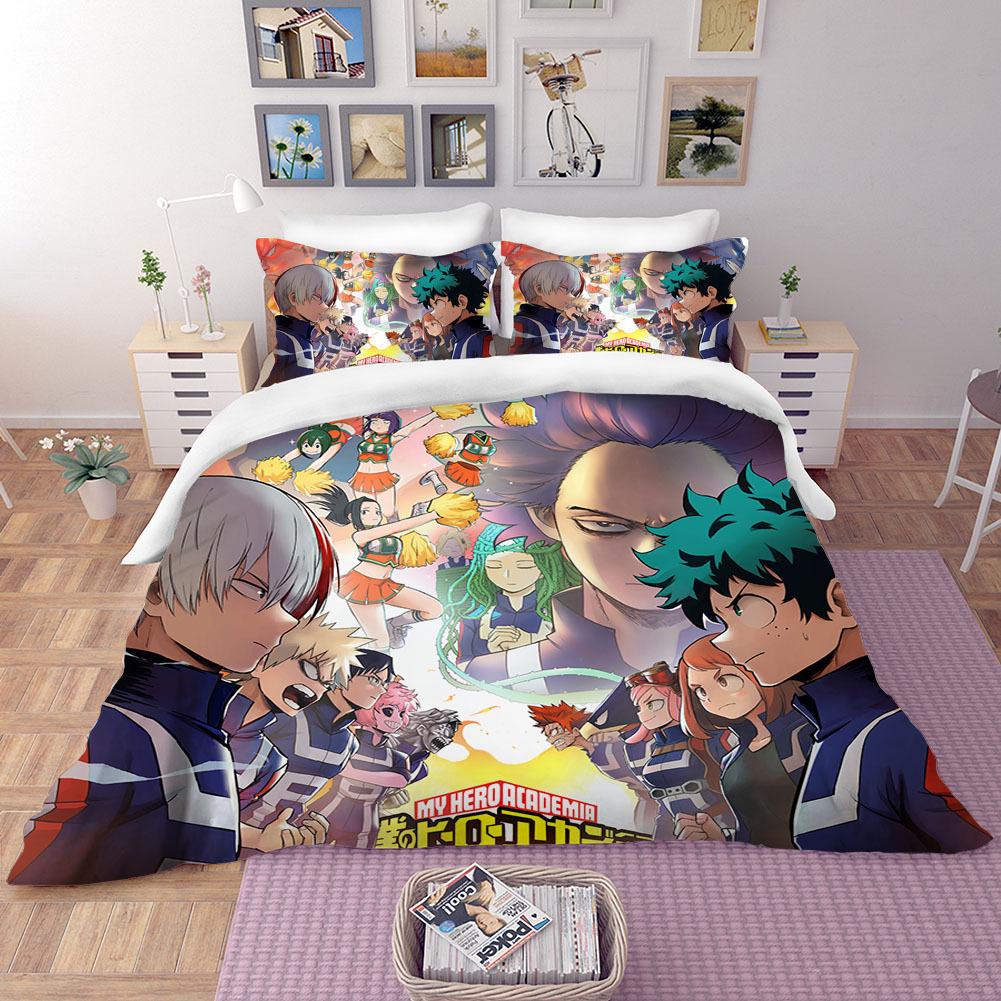 Anime Povlečení My Hero Academia Prošívaná přikrývka Sady povlaků na peřinu Bez prostěradla Domácí dekorace Jednolůžko Queen King Size Dárek Roztomilí Chlapci Kreslený