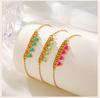 Statement Beaded Dangling Bracelet for Women, Gold Plated Stainless Steel, Adjustable Handmade Wristband Jewelry Waterproof